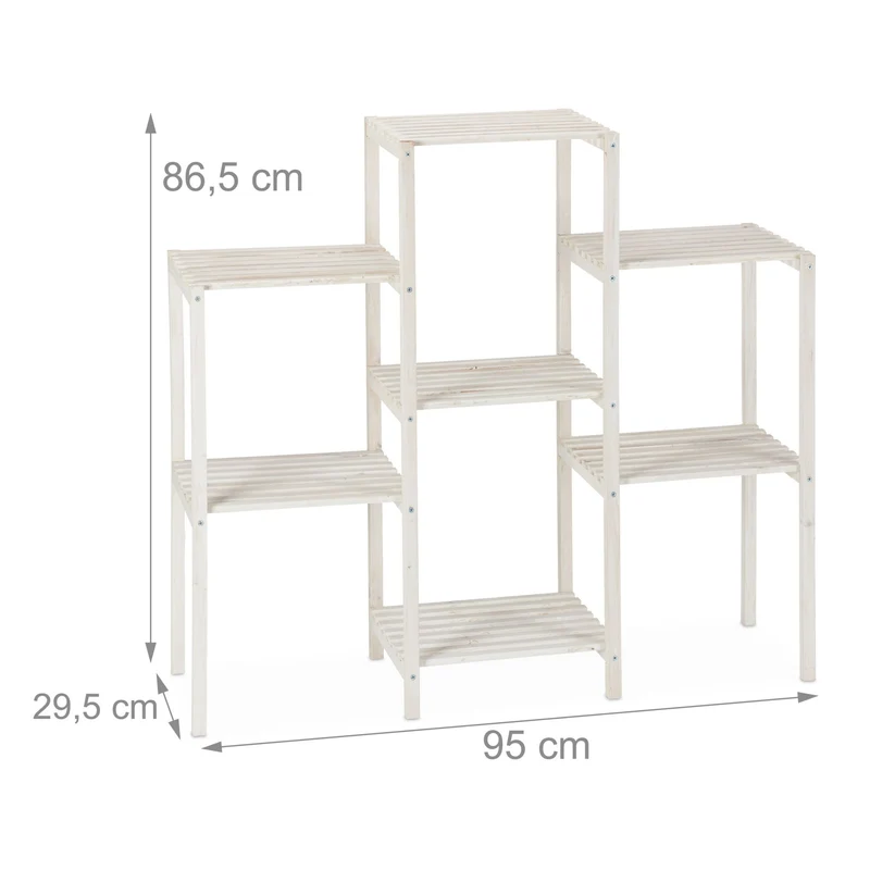 Etagère à fleurs moderne 70 x 89 x 26,5 cm 6 surfaces design épuré en bois de sapin blanc 13_0006438