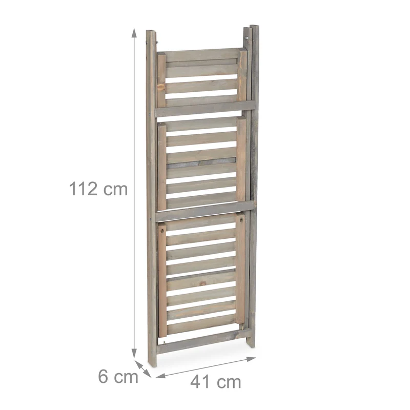 Étagère à plantes pliable design épuré jardin balcon 51,5 x 41 x 24 cm en bois gris 13_0006937