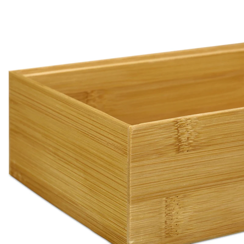 Boîte de rangement empilable flexible 7 x 30 x 15 cm en bambou naturel 13_0006244