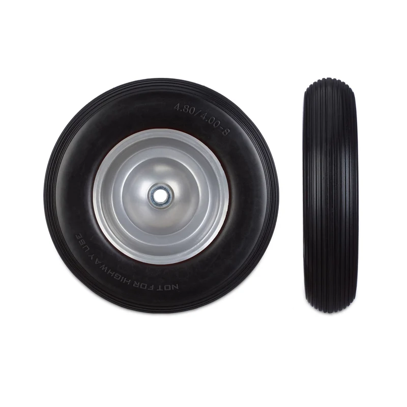 Roue de brouette pneumatique increvable 39 x 9 cm capacité 100 kg transport confortable en acier rouge 13_0006823