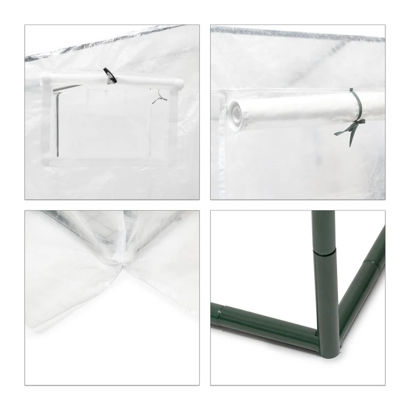 Serre de jardin XL toit incliné 200 x 80 cm pour accélérer croissance légumes et fleurs en PVC vert 13_0004443