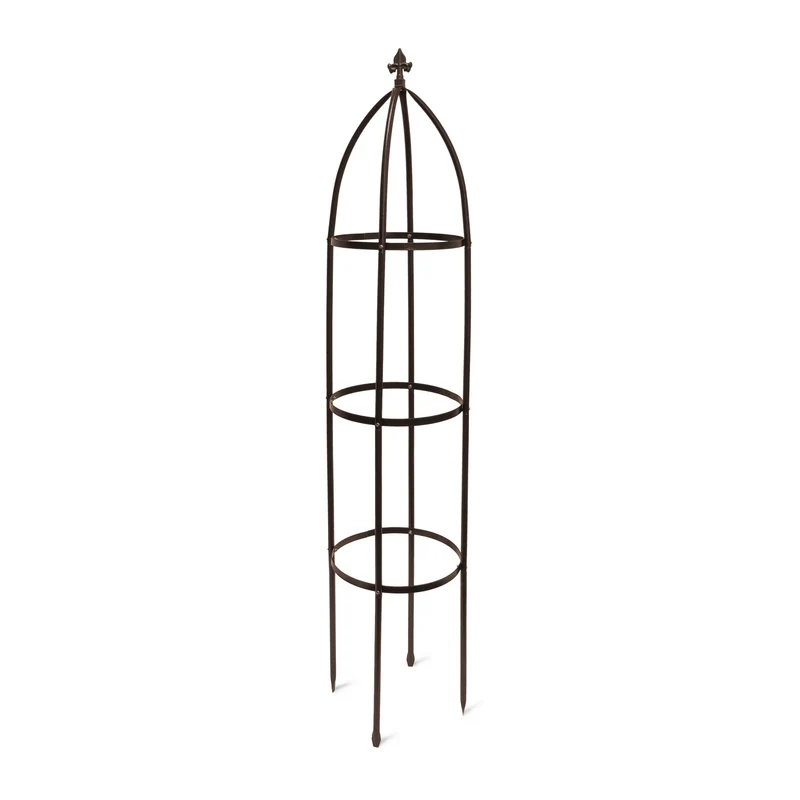 Tuteur de jardin obélisque décoratif pour plantes grimpantes 190 x 35 cm en métal brun 13_0004152