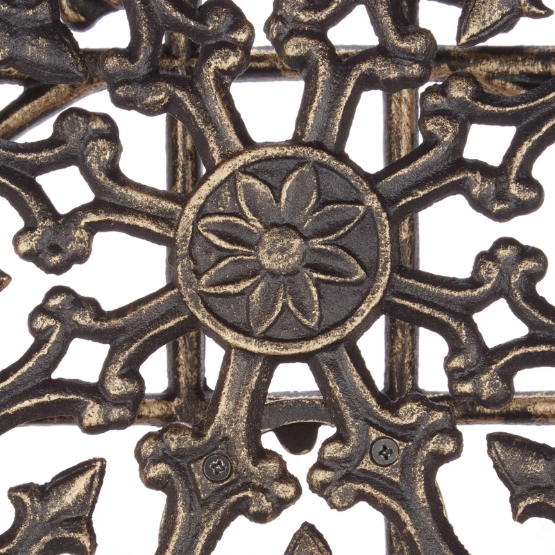 Porte-tuyau arrosage mural décoratif style antique jardin 50 x 32 x 20 cm en fonte bronze 13_0005881