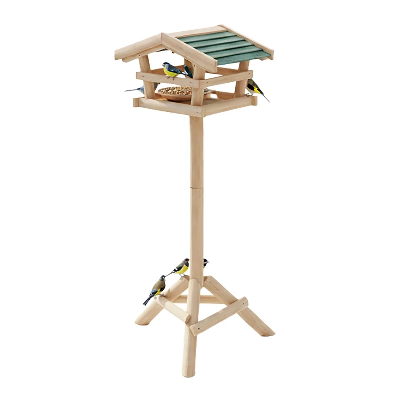 Nichoir à oiseaux sur pied extérieur 100 x 37 x 43 cm stable et décoratif en bois vert 13_0005192