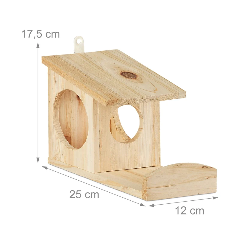Mangeoire écureuil distributeur bois extérieur jardin balcon 30 x 20 x 15 cm design naturel en bois marron 13_0004456