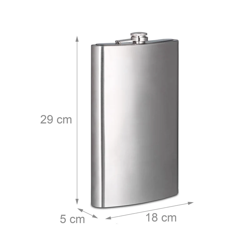 Flasque XXL 1,8 litre étanche camping randonnée 29 x 18 x 5 cm en inox argenté 13_0003623