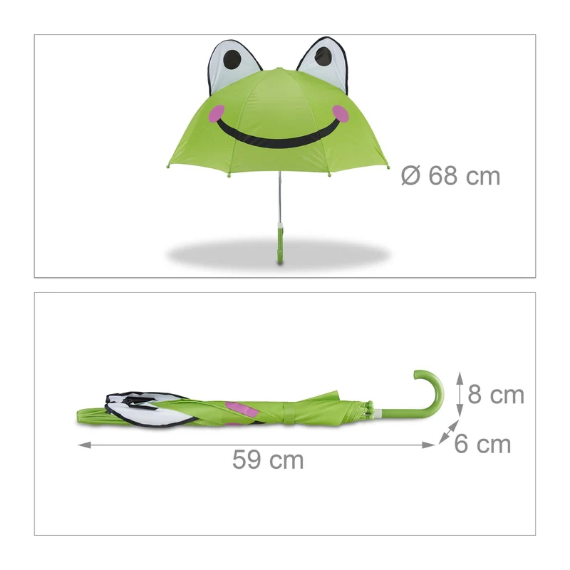 Parapluie enfant cloche léger motif animaux 68 x 68 x 68 cm protection pluie en polyester vert 13_0006783