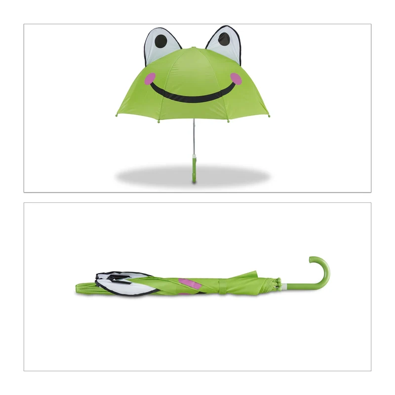 Parapluie enfant cloche léger motif animaux 68 x 68 x 68 cm protection pluie en polyester vert 13_0006783