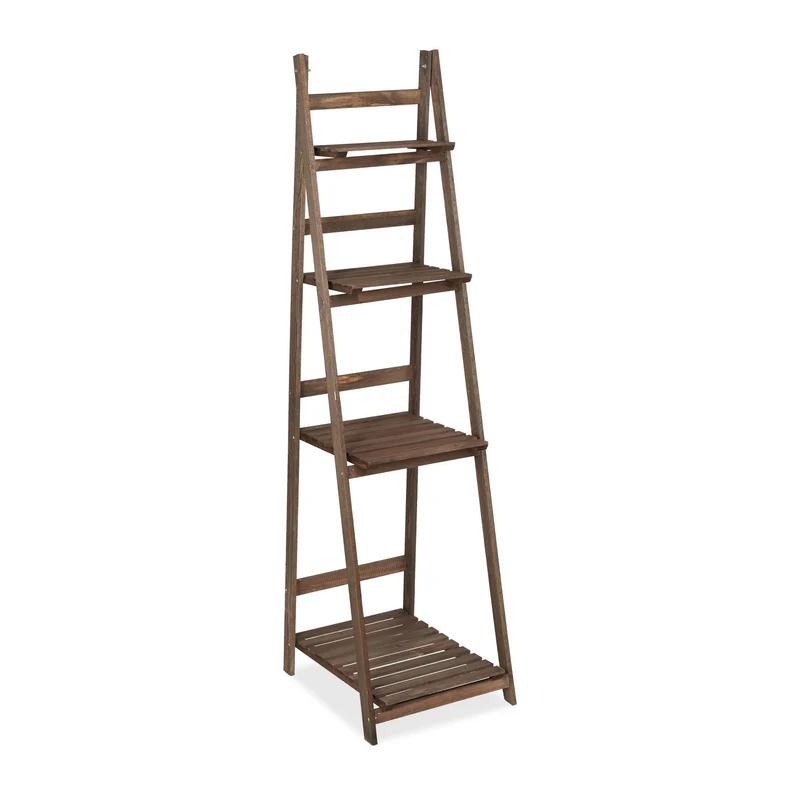 Etagère escalier pour fleurs pliable en bois brun foncé 51,5 x 41 x 24 cm ambiance cosy style jardin 13_0006935