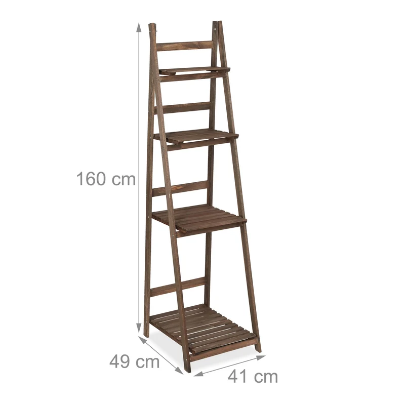 Etagère escalier pour fleurs pliable en bois brun foncé 51,5 x 41 x 24 cm ambiance cosy style jardin 13_0006935