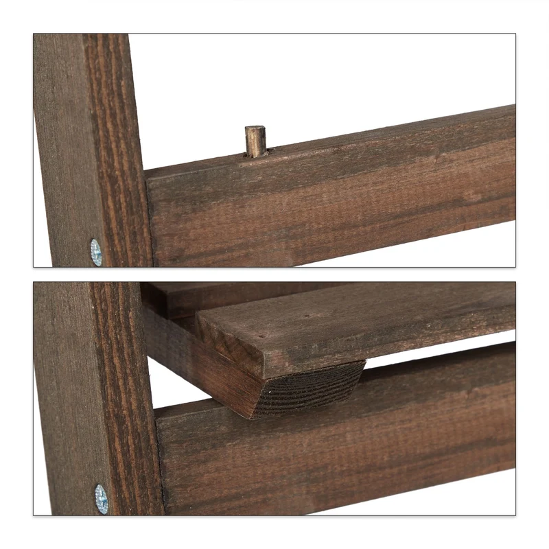 Etagère escalier pour fleurs pliable en bois brun foncé 51,5 x 41 x 24 cm ambiance cosy style jardin 13_0006935