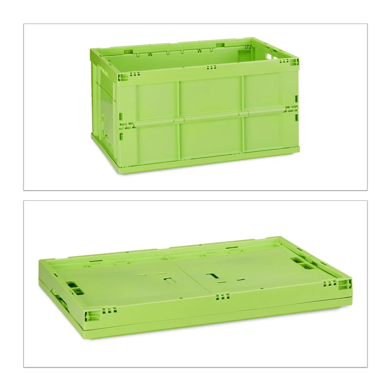 Boîte de transport pliable empilable 31,5 x 58,5 x 40 cm capacité 60 litres en polypropylène vert 13_0006029