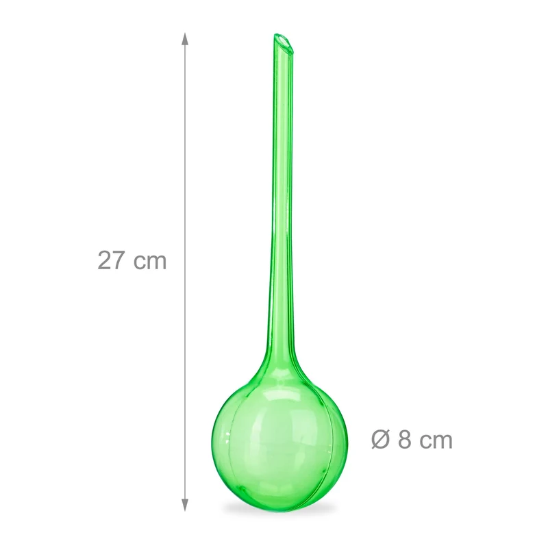 Lot de 4 globes d'arrosage en PVC pour plantes intérieur extérieur 8 x 27 cm en plastique vert 13_0006501