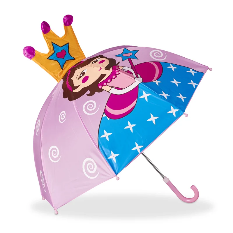 Parapluie enfants 3D léger motif animal 68 x 68 x 68 cm protection vent pluie en polyester multicolore 13_0006781