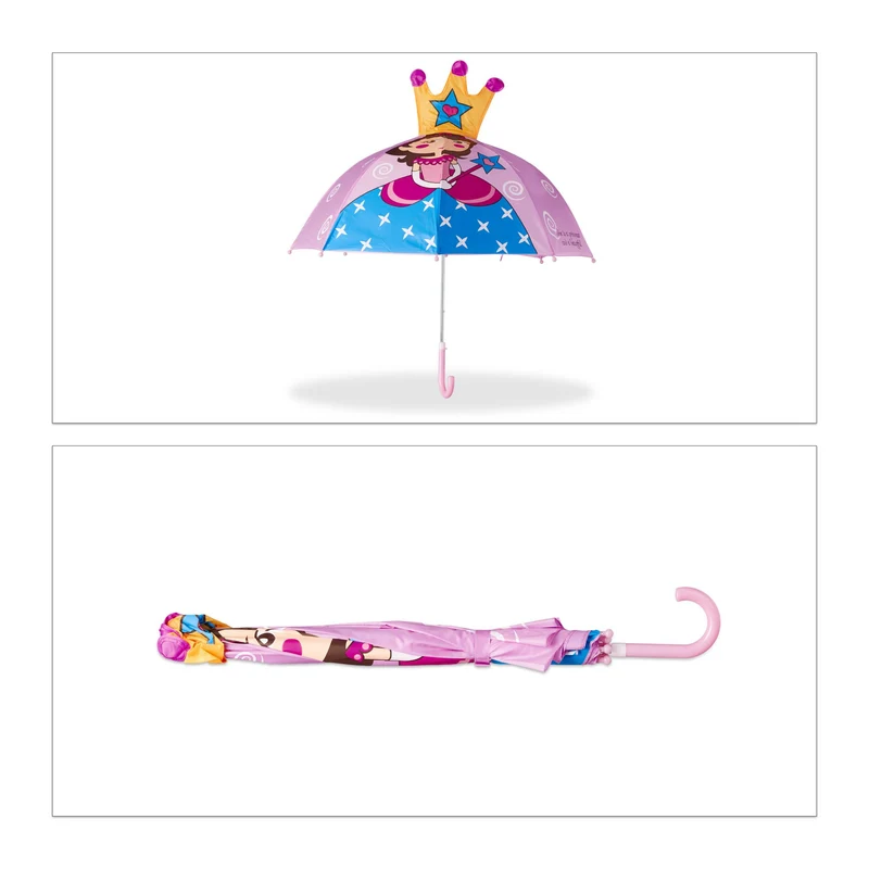 Parapluie enfants 3D léger motif animal 68 x 68 x 68 cm protection vent pluie en polyester multicolore 13_0006781
