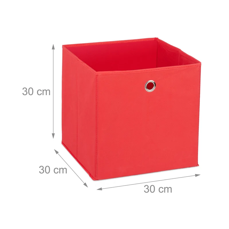 Lot de 2 boîtes de rangement pliables pratiques 30 x 30 x 30 cm pour vêtements et jouets en polyester rouge 13_0006424
