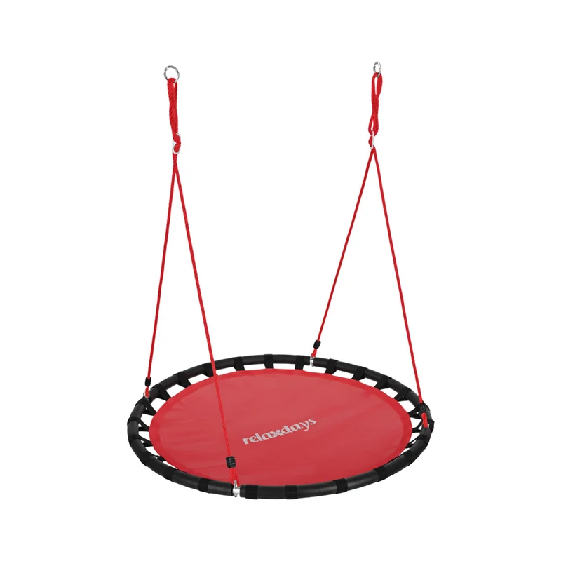 Balançoire nid d'oiseau ronde réglable jardin ou intérieur 120 cm assise confortable en métal noir 13_0006452