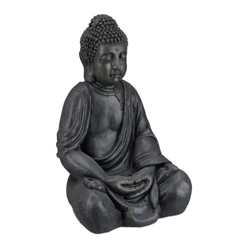 Statue de bouddha méditation 50 x 30 x 25 cm décorative extérieure ambiance zen en céramique beige 13_0006314