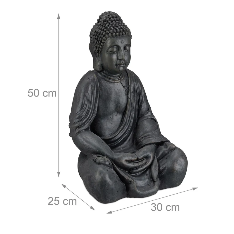 Statue de bouddha méditation 50 x 30 x 25 cm décorative extérieure ambiance zen en céramique beige 13_0006314