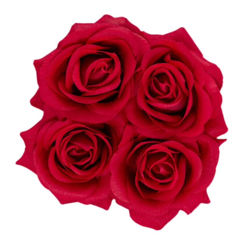 Boîte à fleurs ronde décorative mariage 14 x 13 cm avec roses en tissu couleur au choix en carton blanc 13_0006305