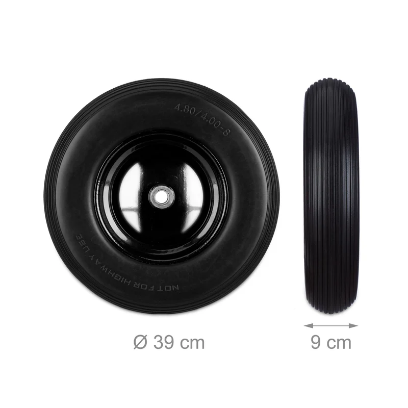 Roue de brouette 4.80 4.00-8 39 x 9 cm increvable et durable jardin en caoutchouc rouge 13_0006826