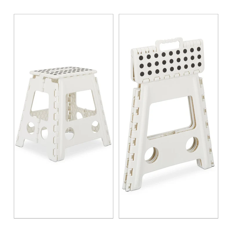 Tabouret pliable design pratique salle de bain cuisine 39 x 39 x 32 cm en plastique noir 13_0006851
