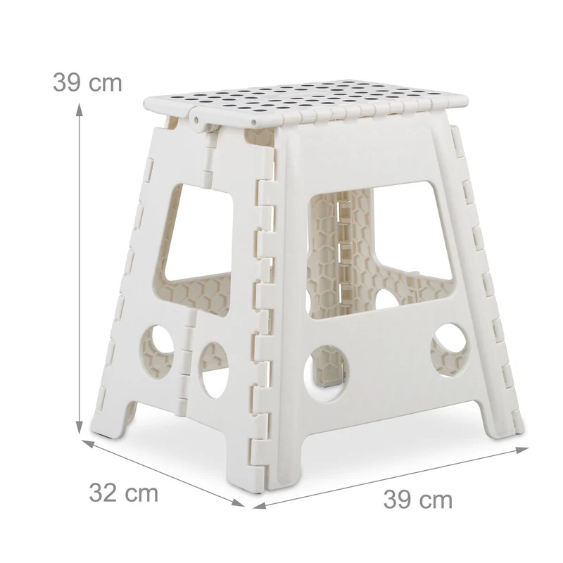 Tabouret pliable design pratique salle de bain cuisine 39 x 39 x 32 cm en plastique noir 13_0006851