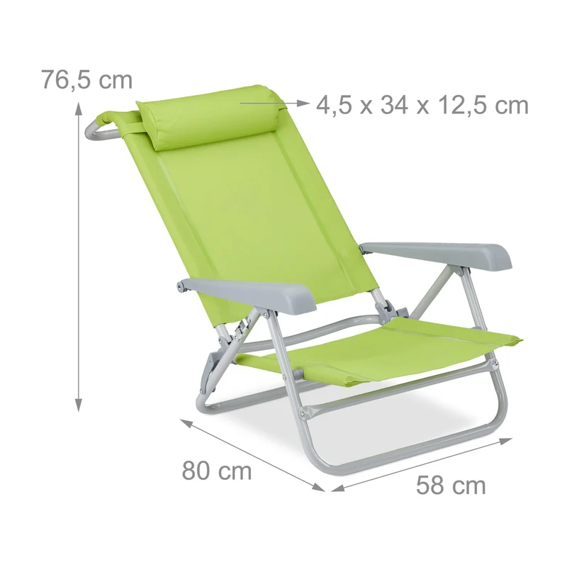 Chaise de plage pliante 76,5 x 58 x 80 cm 8 positions confort optimal finition épurée en acier bleu 13_0005619