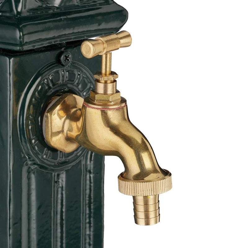 Fontaine sur pied décorative jardin antique 120 x 40 x 40 cm avec bassin et robinet en résine verte 13_0005015