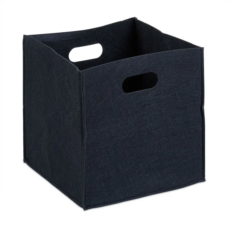 Panier à bûches carré rangement 30 x 30 x 30 cm pratique flexible style rustique en feutre gris 13_0005322