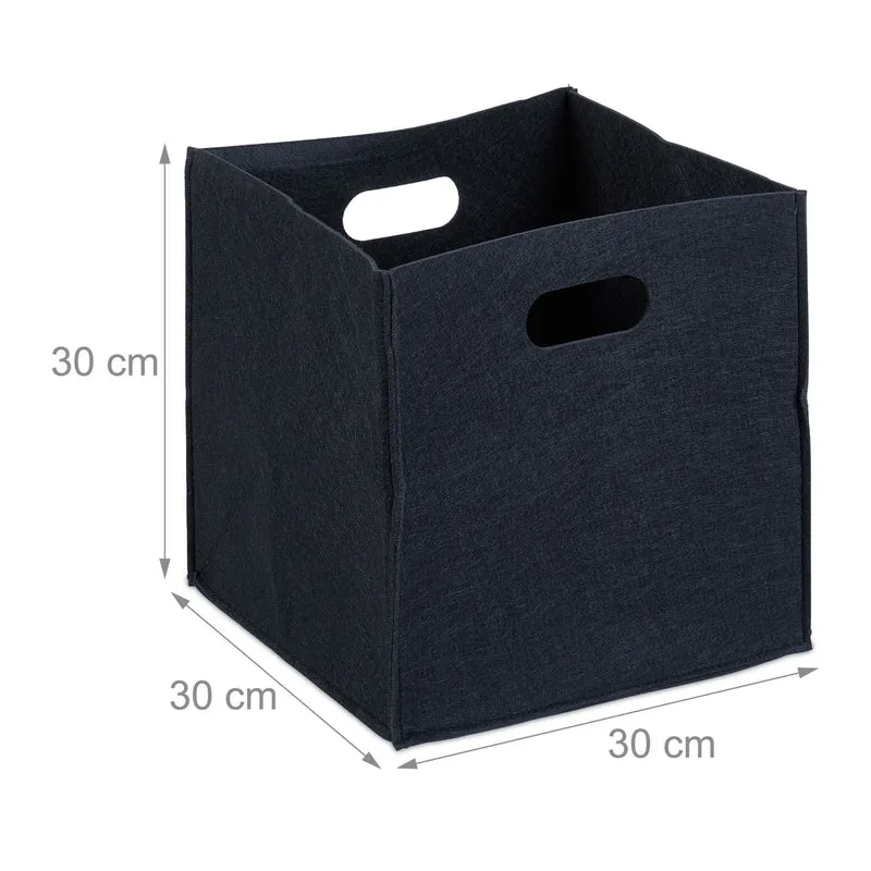 Panier à bûches carré rangement 30 x 30 x 30 cm pratique flexible style rustique en feutre gris 13_0005322