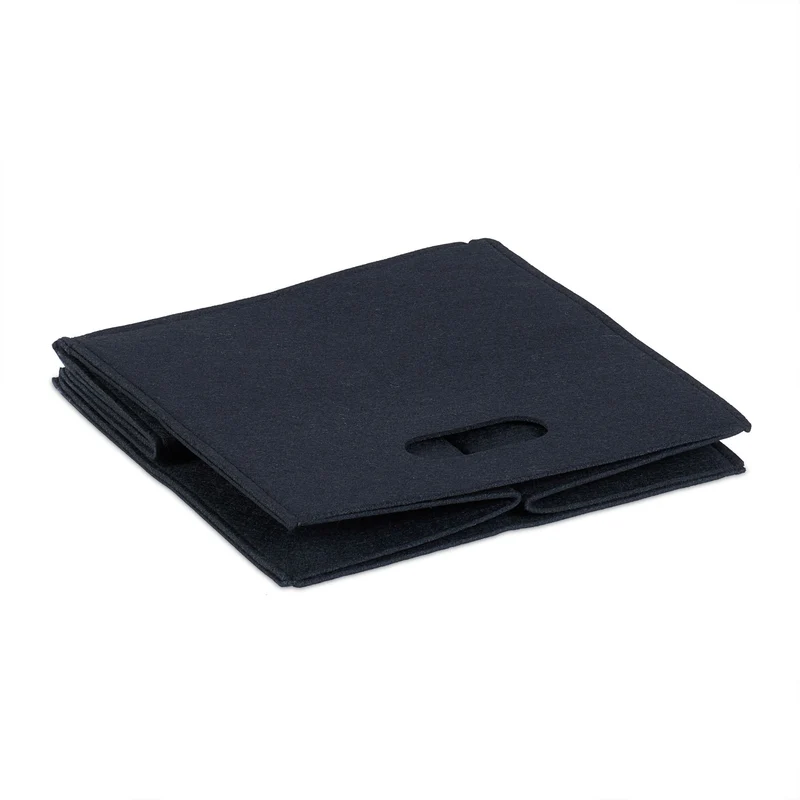 Panier à bûches carré rangement 30 x 30 x 30 cm pratique flexible style rustique en feutre gris 13_0005322