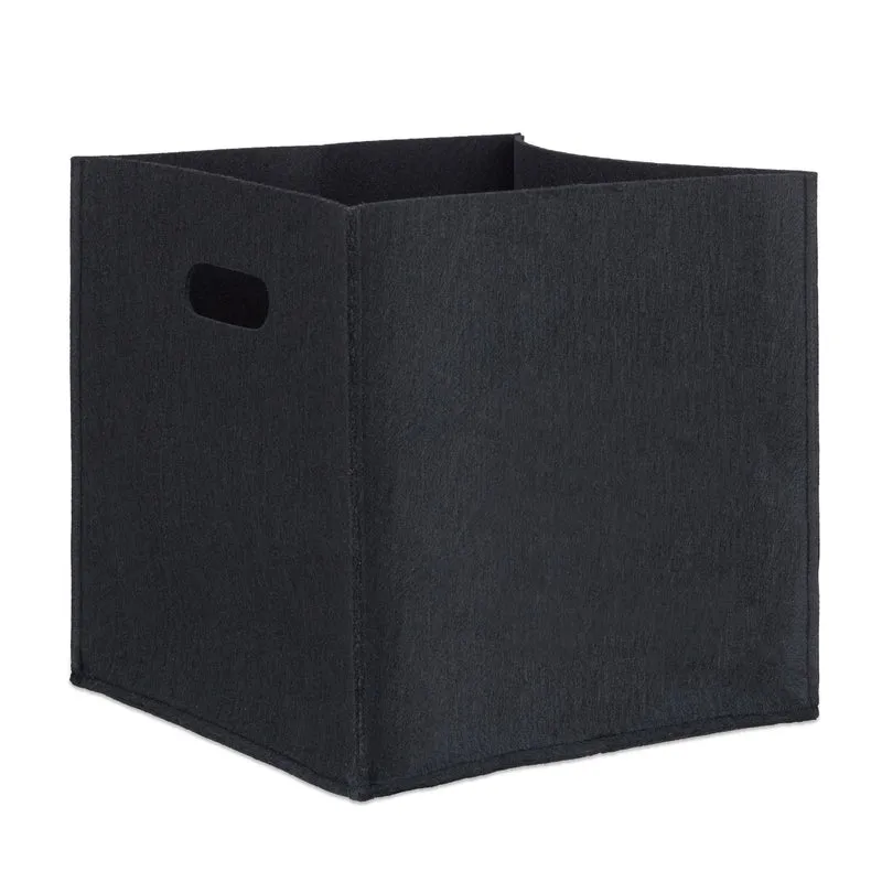 Panier à bûches carré rangement 30 x 30 x 30 cm pratique flexible style rustique en feutre gris 13_0005322