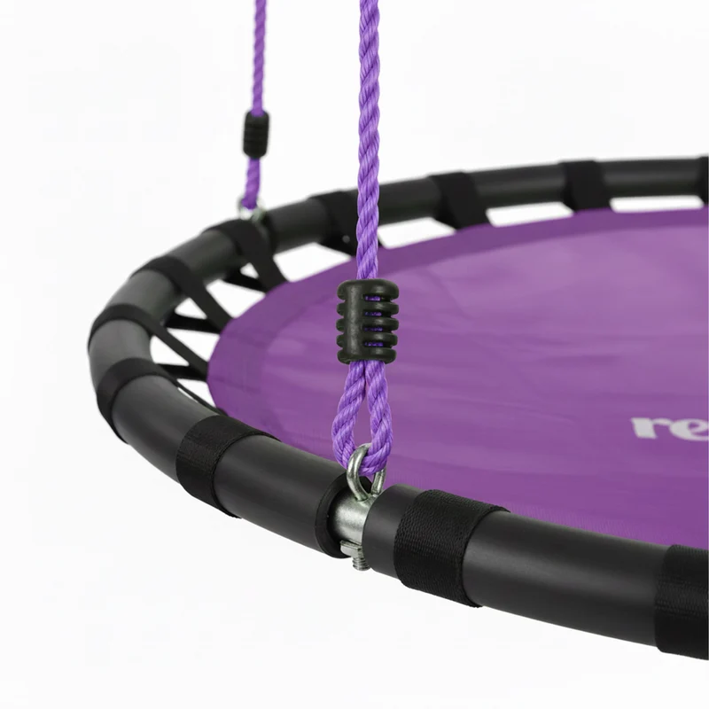 Balançoire nid d'oiseau ronde extérieure jardin 80 cm assise confortable réglable en métal noir 13_0007001