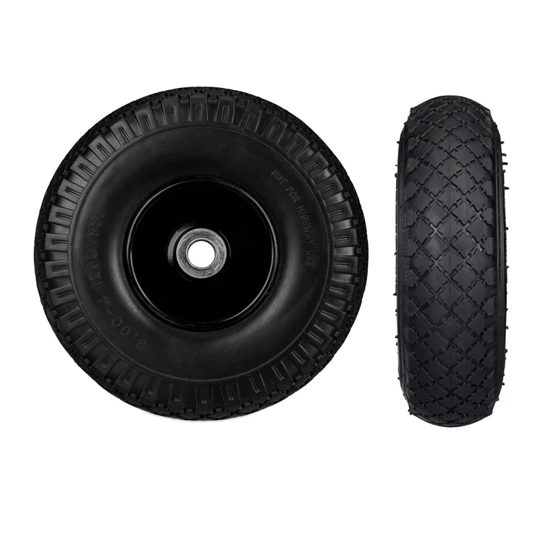 Lot de 2 roues de brouette increvables pour chariot jardin 26 x 8,5 cm confort optimal en caoutchouc noir 13_0007223