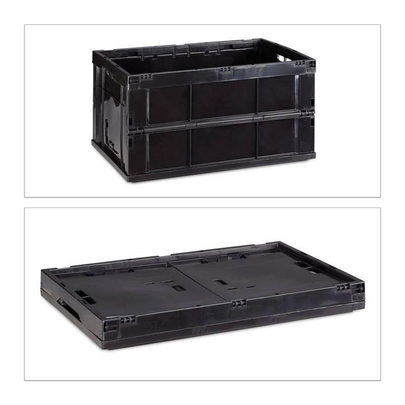 Boîte de transport pliable empilable 31,5 x 58,5 x 40 cm capacité 60 litres ergonomique en polypropylène noir 13_0006028