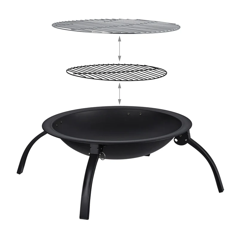 Braséro XL extérieur barbecue avec couvercle protection 42,5 x 60 x 60 cm en acier noir 13_0005634
