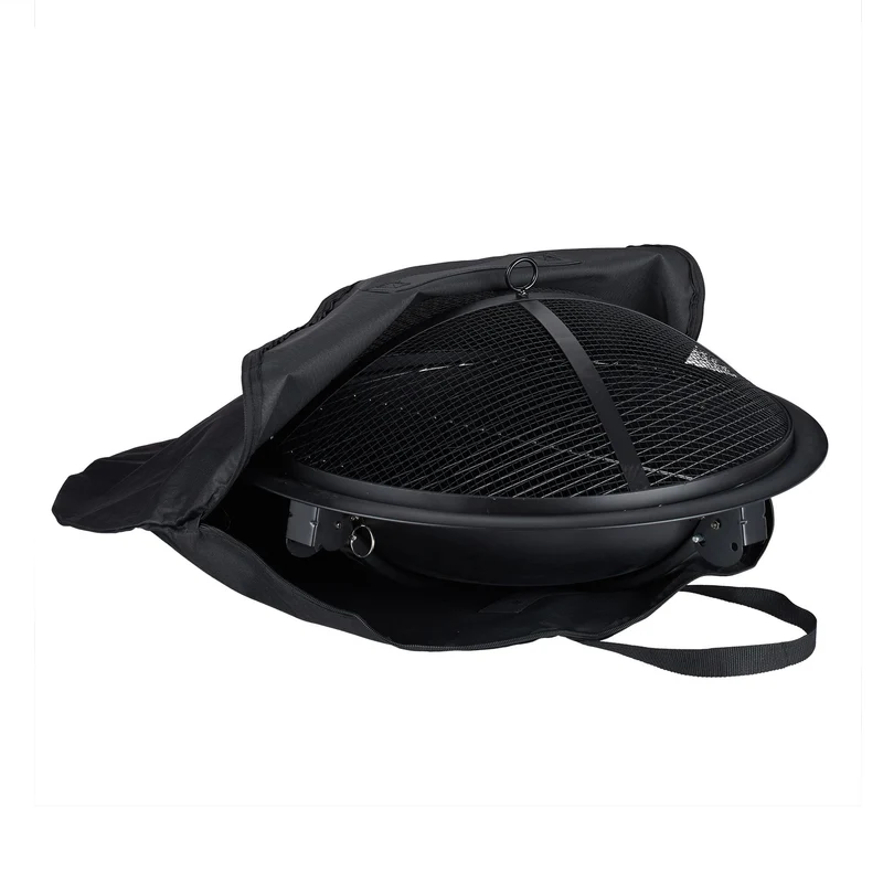 Braséro XL extérieur barbecue avec couvercle protection 42,5 x 60 x 60 cm en acier noir 13_0005634