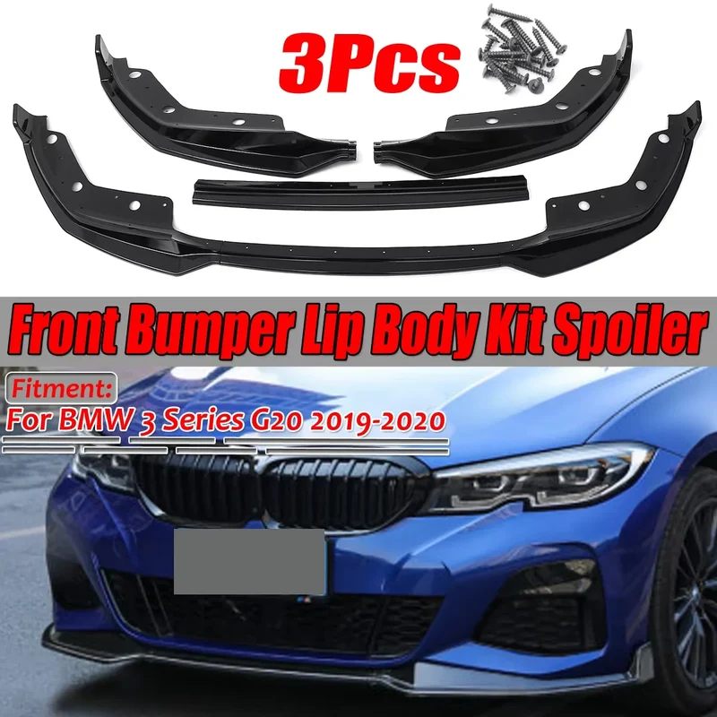 Lame de pare-chocs avant BMW Série 3 G20 2019-2020 kit 3 pièces