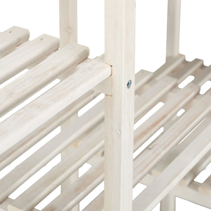 Etagère à fleurs en bois de sapin 70 x 89 x 26,5 cm design moderne 6 niveaux en bois blanc 13_0006437