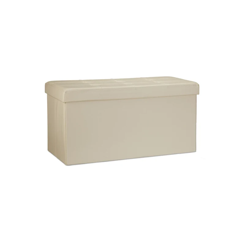 Tabouret de rangement pliant 38 x 76 x 38 cm capacité 85 litres design minimaliste en similicuir noir 13_0005719