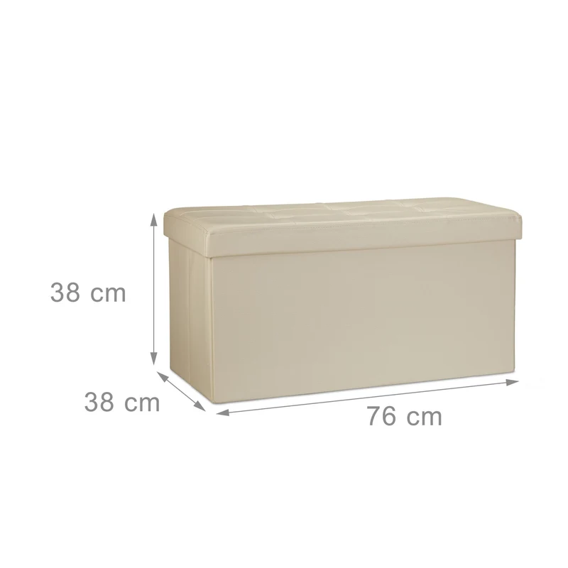 Tabouret de rangement pliant 38 x 76 x 38 cm capacité 85 litres design minimaliste en similicuir noir 13_0005719