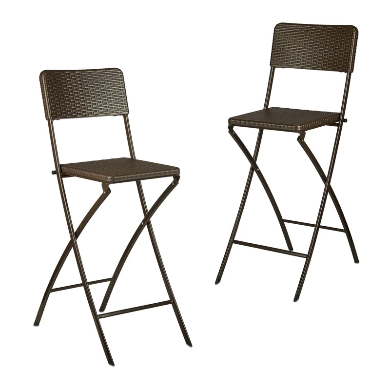 Lot de 2 chaises de bar pliantes jardin 115 x 44 x 63 cm confortables et résistantes aux intempéries en plastique noir 13_0005917