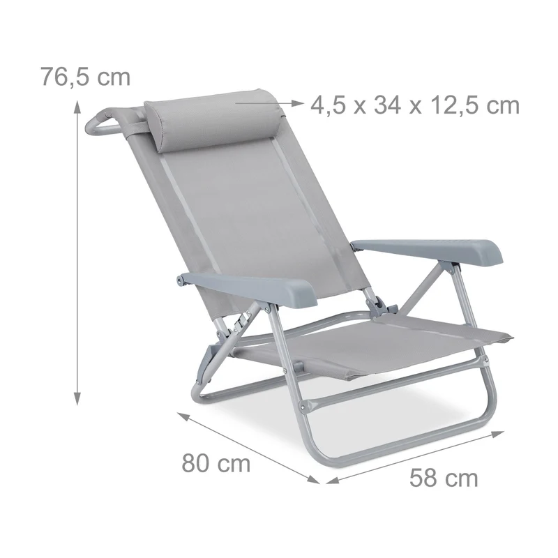 Chaise de plage pliante réglable 8 positions confort assise ergonomique jardin 76,5 x 58 x 80 cm en tissu textilène bleu 13_0005620