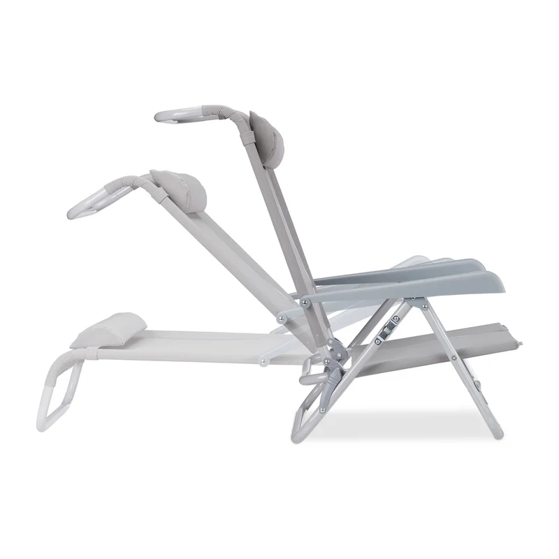 Chaise de plage pliante réglable 8 positions confort assise ergonomique jardin 76,5 x 58 x 80 cm en tissu textilène bleu 13_0005620