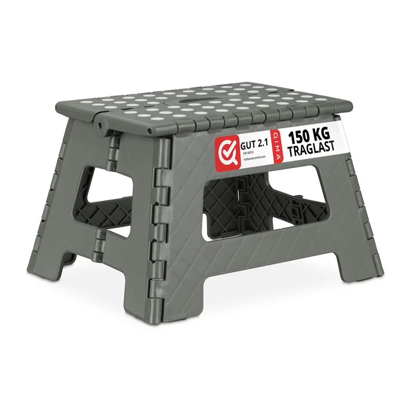 Tabouret pliable pratique pour accès facile aux étagères 22 x 35 x 28 cm en plastique noir 13_0005425