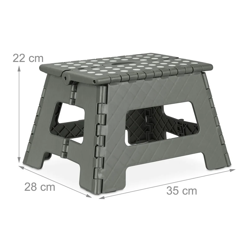 Tabouret pliable pratique pour accès facile aux étagères 22 x 35 x 28 cm en plastique noir 13_0005425