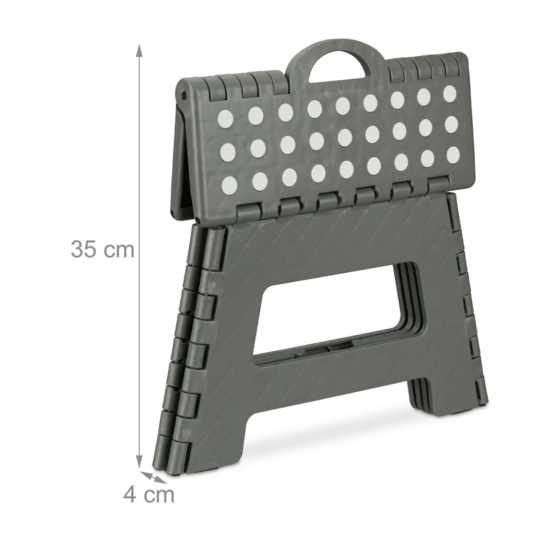 Tabouret pliable pratique pour accès facile aux étagères 22 x 35 x 28 cm en plastique noir 13_0005425