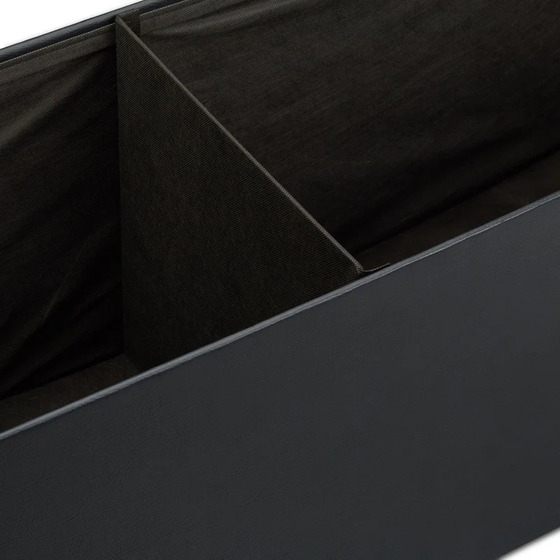 Tabouret de rangement pliant multifonctionnel 38 x 114 x 38 cm en similicuir noir 13_0005126