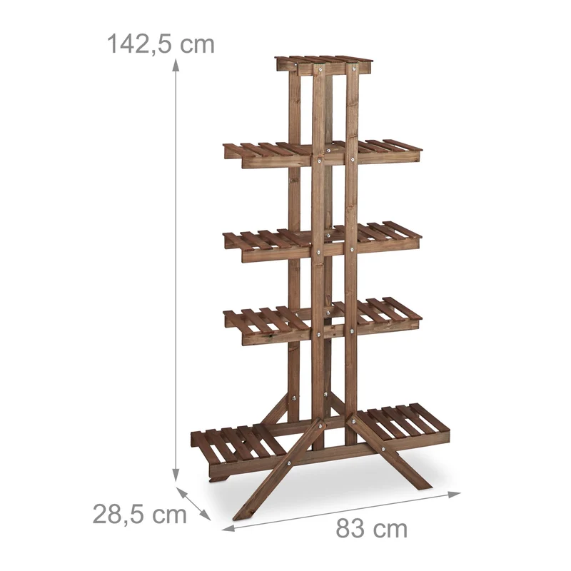 Etagère à fleurs escalier intérieure 142,5 x 83 x 28,5 cm 5 niveaux charmante déco rustique en bois naturel 13_0005240